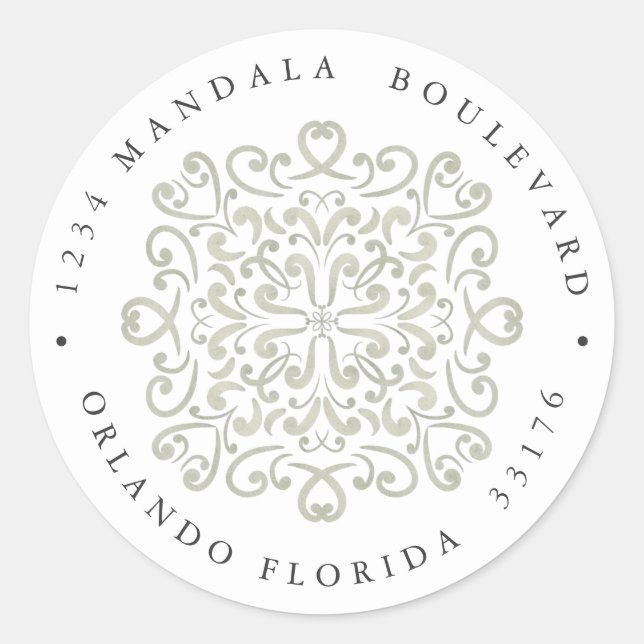 Sticker Rond CHIC SAGE GREEN TILE MARIAGE Adresse de retour (Devant)
