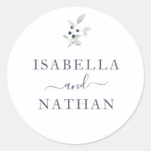 Sticker Rond Chic Sage Marine Aquarelle Botanique Mariage Seal