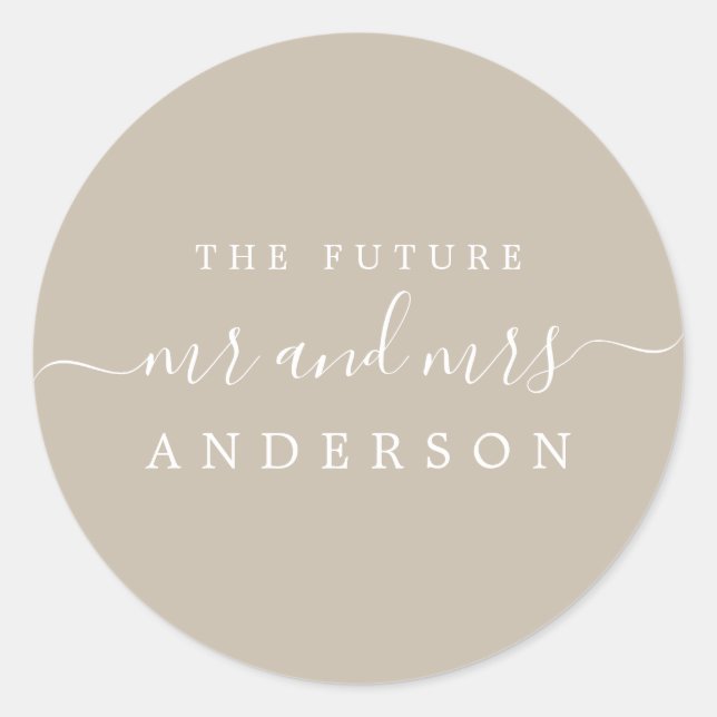 Sticker Rond Chic Script Future M. Mme Gray Mariage (Devant)