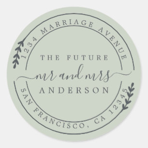 Sticker Rond Chic Script Future M. Mme Green Adresse de retour