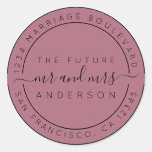 Sticker Rond Chic Script Future M. Mme Mariage Adresse de retou