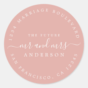 Sticker Rond Chic Script Future M. Mme Mariage Adresse de retou