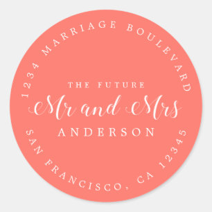 Sticker Rond Chic Script Future M. Mme Mariage Adresse de retou