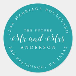 Sticker Rond Chic Script Future M. Mme Mariage Adresse de retou