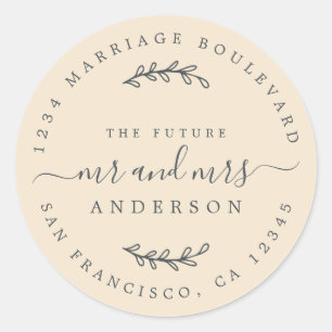 Sticker Rond Chic Script Future M. Mme Mariage Adresse de retou