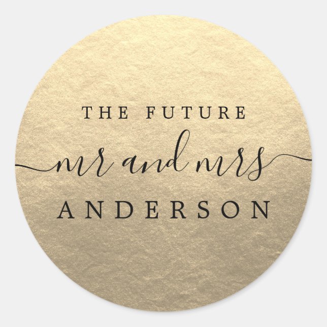 Sticker Rond Chic Script Future M. Mme Mariage Gold (Devant)
