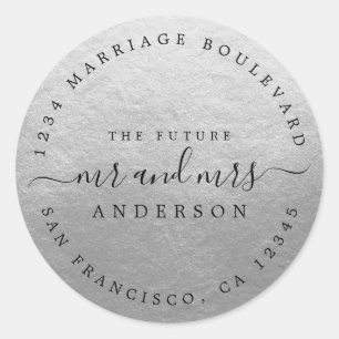 Sticker Rond Chic Script Future M. Mme Mariage Retour Adresse