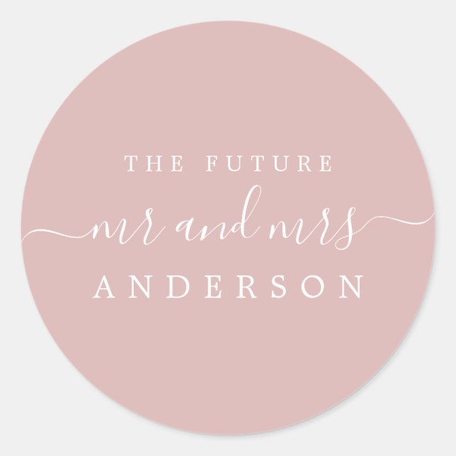 Sticker Rond Chic Script Future M. Mme Silver Pink Mariage (Devant)