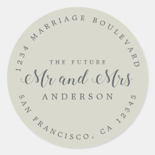 Sticker Rond Chic Script Future Mr Mrs Adresse de Retour de Mar