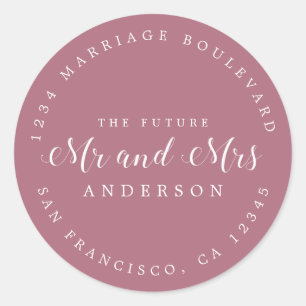 Sticker Rond Chic Script Future Mr Mrs Adresse de Retour de Mar