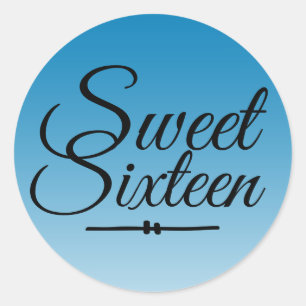 Sticker Rond Chic Tropical Bleu Ombré Sweet 16 16ème Anniversai