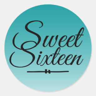 Sticker Rond Chic Tropical Green Ombre Sweet 16 16e anniversair