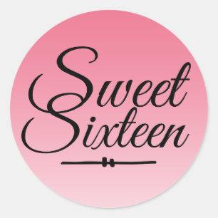 Sticker Rond Chic Tropical Pink Ombre Sweet 16 16e anniversaire