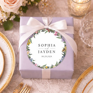 Sticker Rond Chic Whimsical Vintage Floral mariage