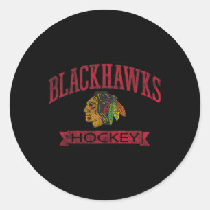 Sticker Rond Chicago Blackhawks Vintage Hockey Blanc Officielle