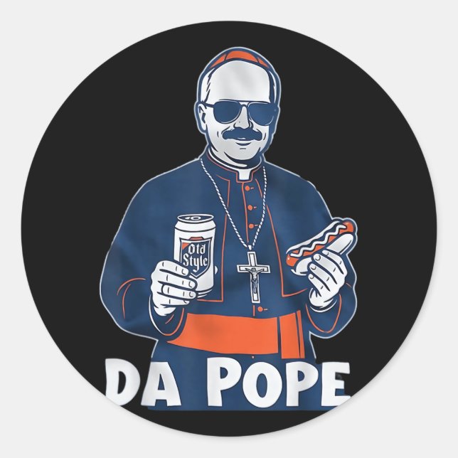Sticker Rond Chicago Da Pope Funny Humour catholique (Devant)