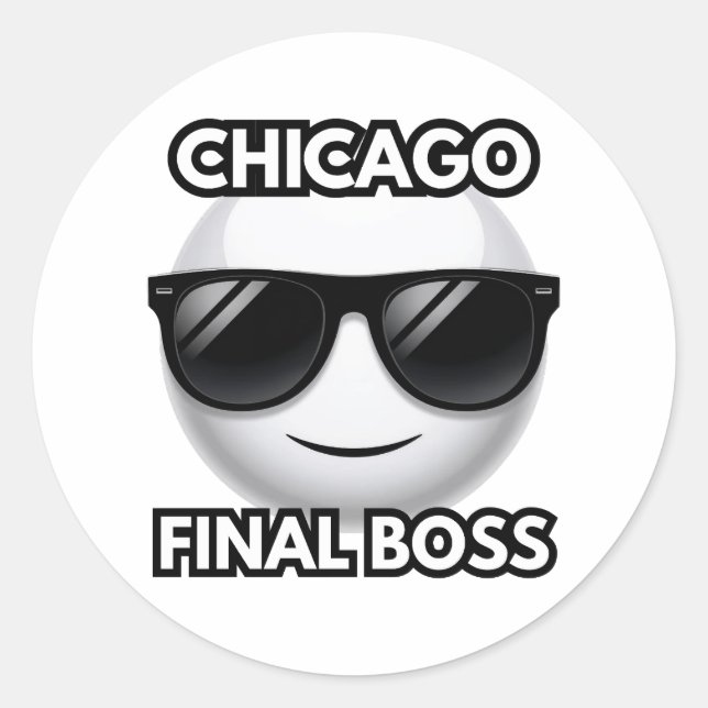 Sticker Rond Chicago Final Boss Cool Emoji  (Devant)