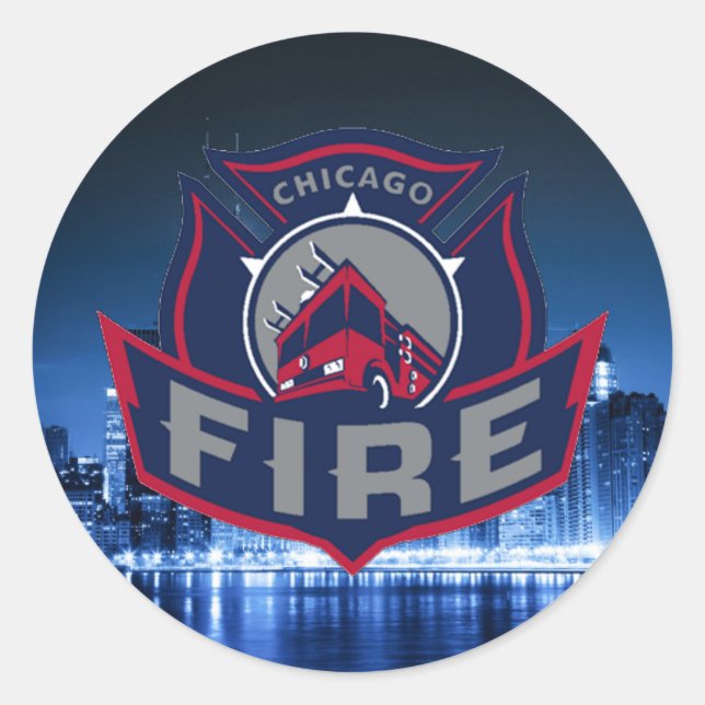 Sticker Rond Chicago Fire avec Skyline (Devant)