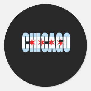 Sticker Rond Chicago Flag Home Love City