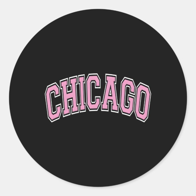 Sticker Rond Chicago Illinois Il Varsity Style K Texte (Devant)