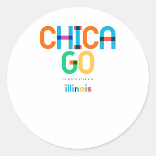 Sticker Rond Chicago Illinois Mid Century, Pop Art,