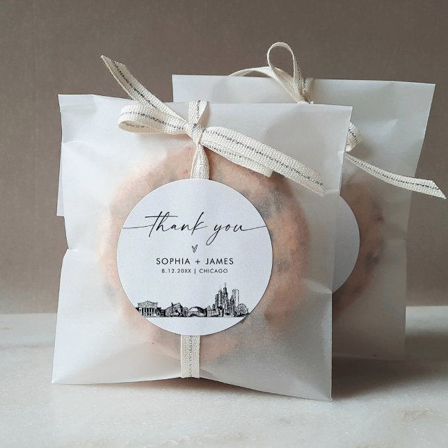 Sticker Rond Chicago Merci Favor 3" (feuille de 6) (Créateur téléchargé)