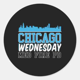 Sticker Rond Chicago mercredi Med Fire Pd Chicago Skyline