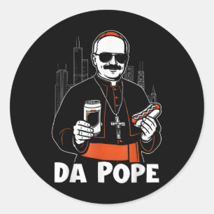 Sticker Rond Chicago Pape Leo Xiv Da Pope Mème Drôle