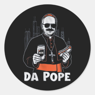 Sticker Rond Chicago Pope Leo Xiv " ; da Pope" ; T-shirt.