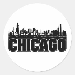 Sticker Rond Chicago Skyline