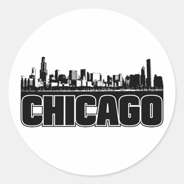 Sticker Rond Chicago Skyline (Devant)