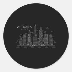 Sticker Rond Chicago Skyline Chicago Illinois