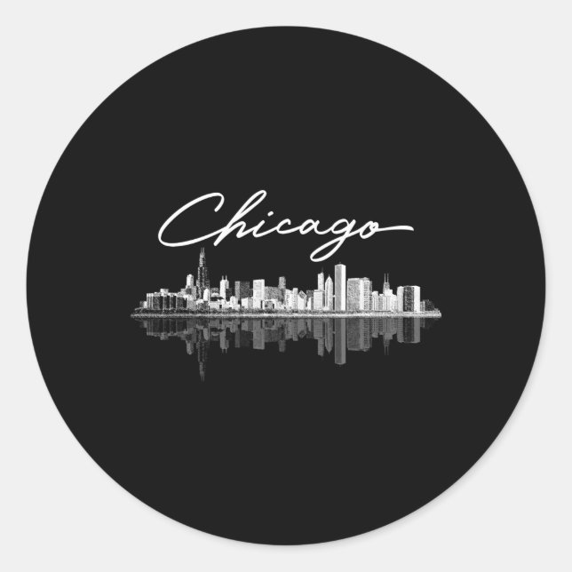 Sticker Rond Chicago Skyline pour (Devant)