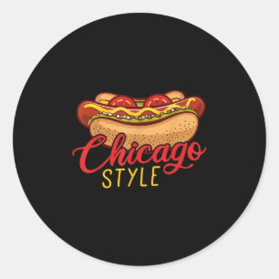 Sticker Rond Chicago Style Best Hot Dog Cadeau Hotdog