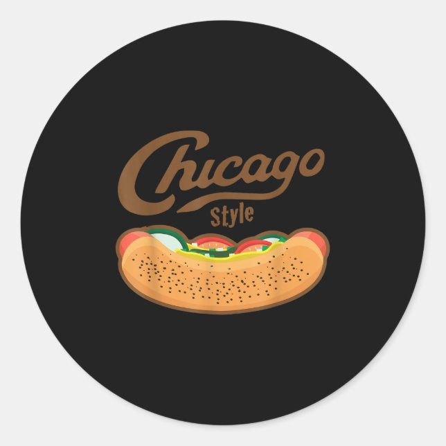 Sticker Rond Chicago Style Hot Dog été (Devant)