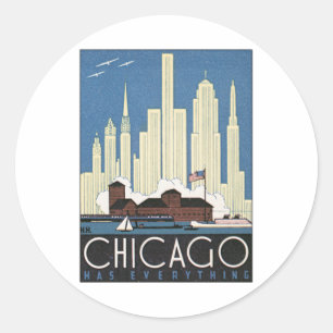 Sticker Rond Chicago vintage l'Illinois