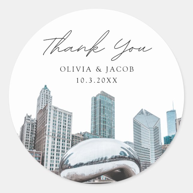 Sticker Rond Chicago Wedding Favor Photo Merci (Devant)