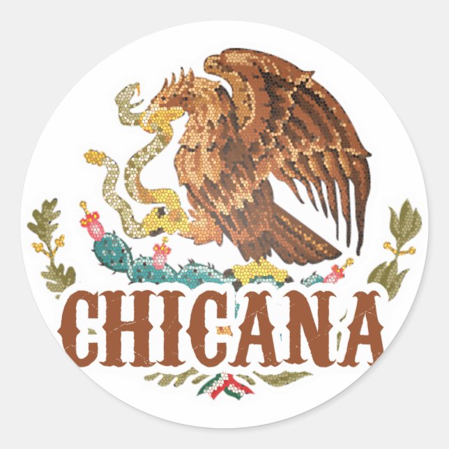Sticker Rond Chicana Mexique Armoiries (Devant)