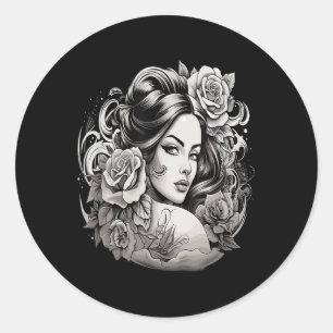 Sticker Rond Chicano Chicana La Raza Barrio Tatouage Art Décès 