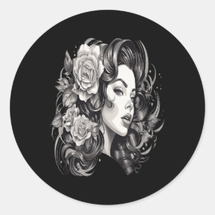 Sticker Rond Chicano Chicana La Raza Barrio Tatouage Art Décès 