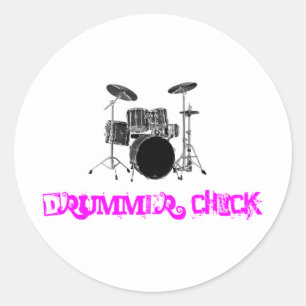 Sticker Rond Chick batteur