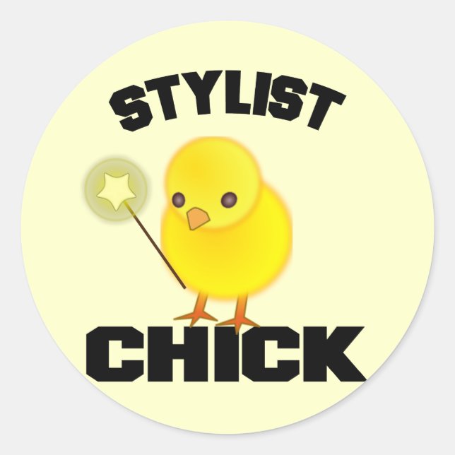 Sticker Rond Chick coiffeur drôle (Devant)