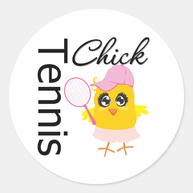 Sticker Rond Chick de tennis cool (Devant)