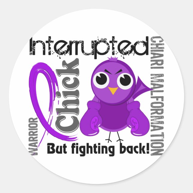 Sticker Rond Chick Interrompu 3 Malformation de Chiari (Devant)
