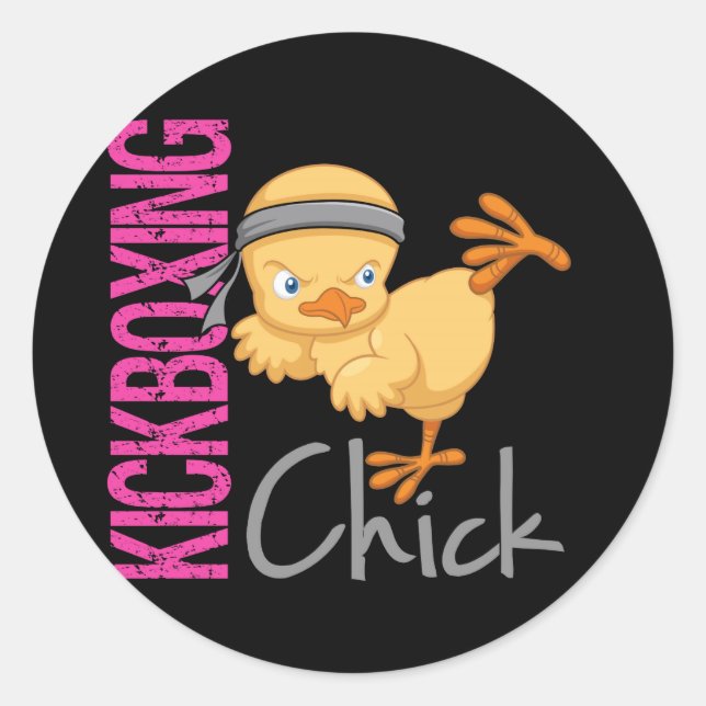 Sticker Rond Chick Kickboxing (Devant)