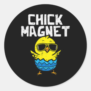 Sticker Rond Chick Magnet Lunettes de soleil Oeuf mignonne Pâqu