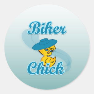 Sticker Rond Chick motocycliste #3