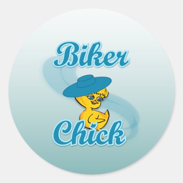 Sticker Rond Chick motocycliste #3 (Devant)