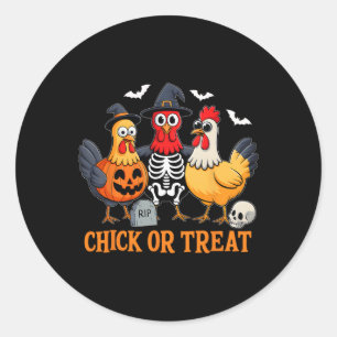 Sticker Rond Chick Or Treat Drôle de Poulet Costume d'Halloween