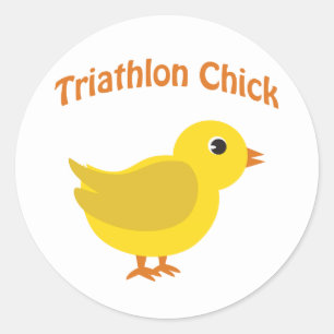 Sticker Rond Chick Triathlon mignon